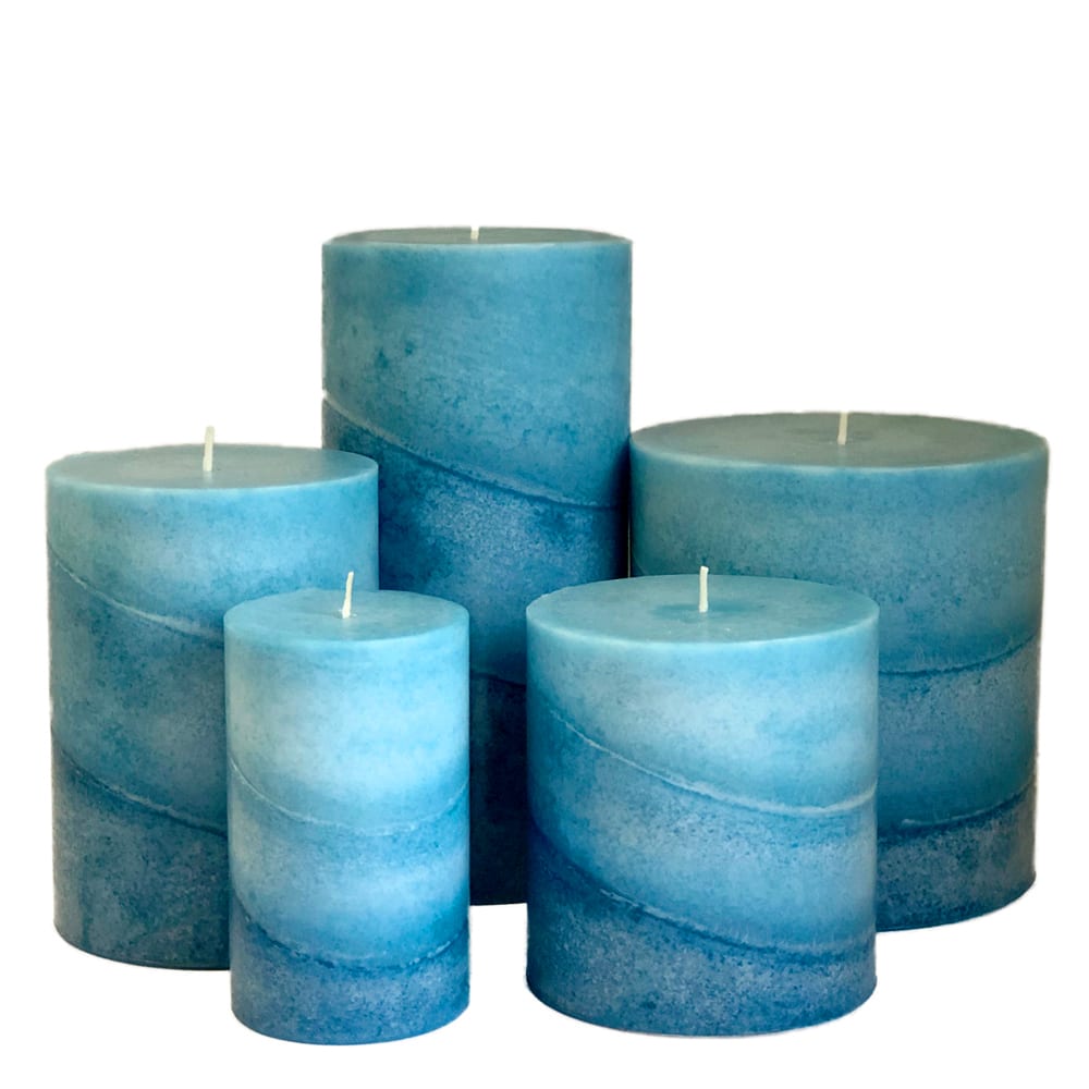 Sea Blue Candles Candela Sfera Blu Mare | Cera Naturale 100% | Vegana | 85 Mm | 20-40 Ore Di Durata