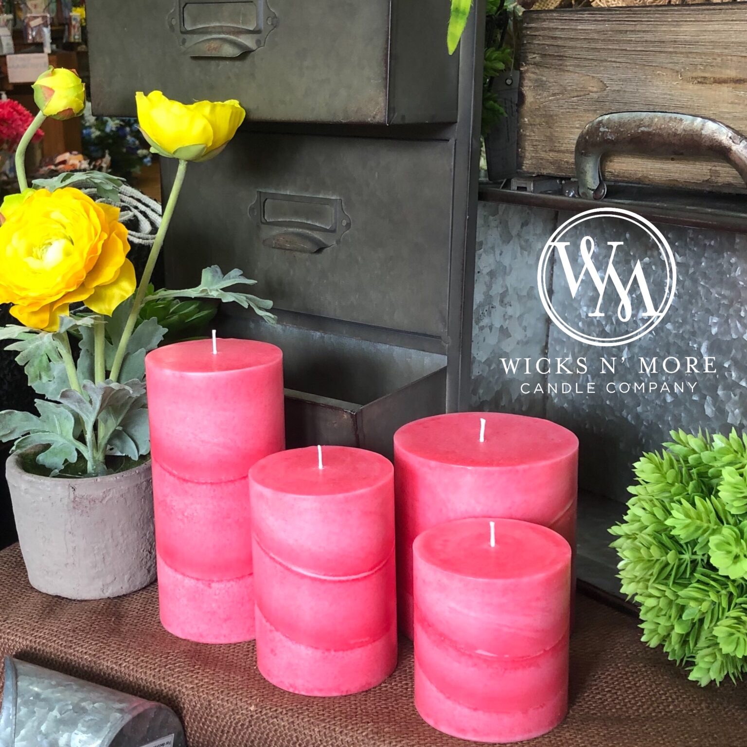 HandMade Scented Pillar Candles Wicks N' More Candle Company