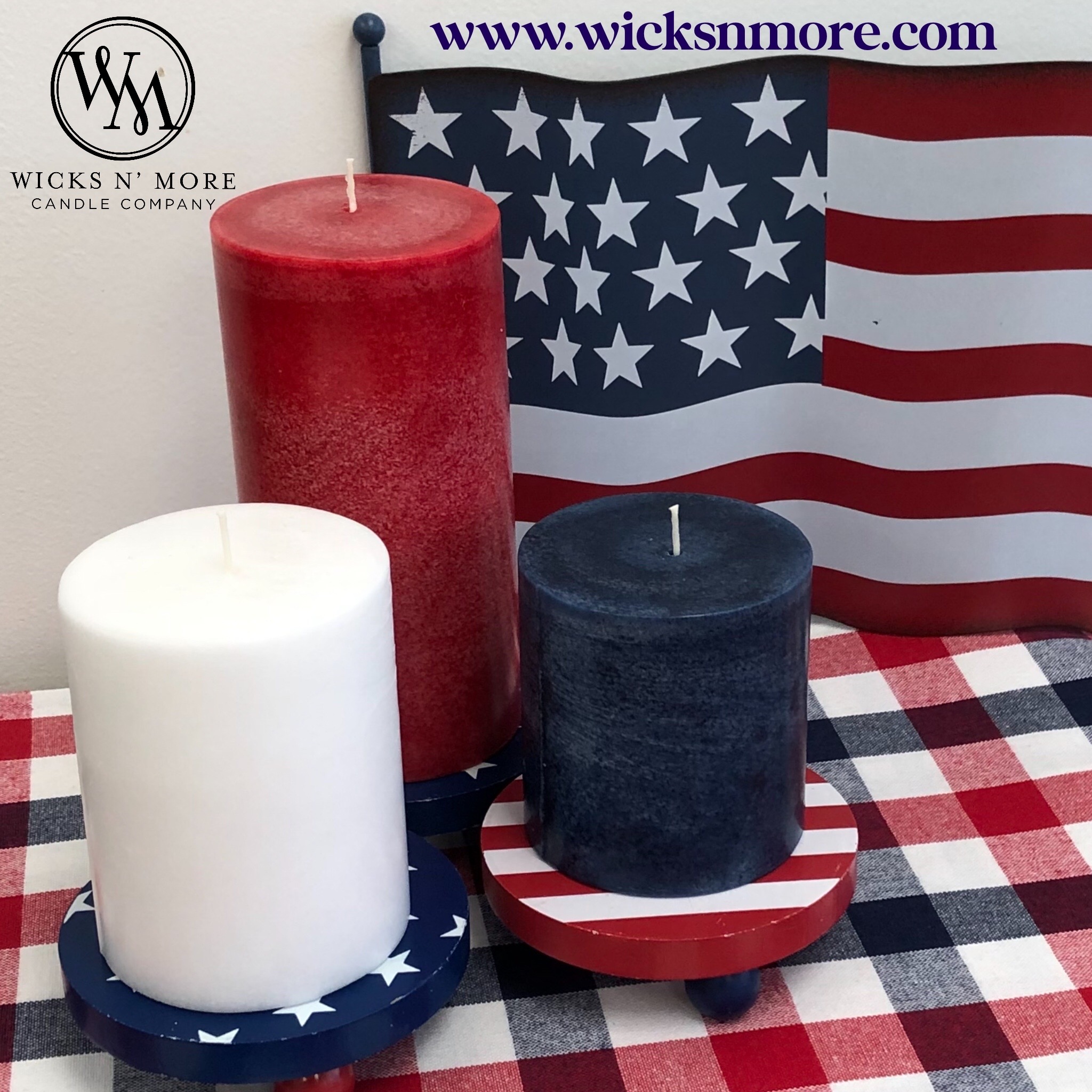 All American Candle Set of 3 Unscented Pillar Candles